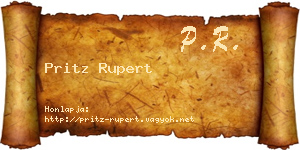 Pritz Rupert névjegykártya